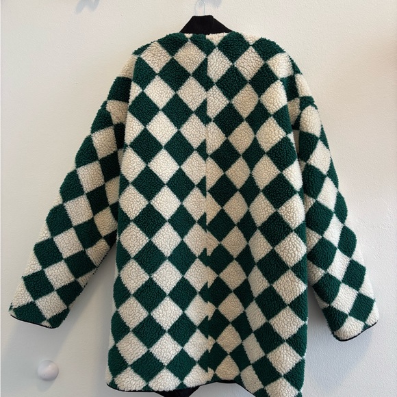 If By Sea Green and Cream Checkered Teddy Jacket - Picture 2 of 5